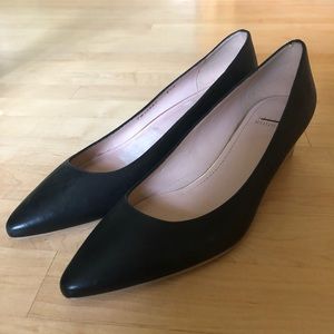 Stuart weitzman Nuevo Point-Toe Saffiano Wedge